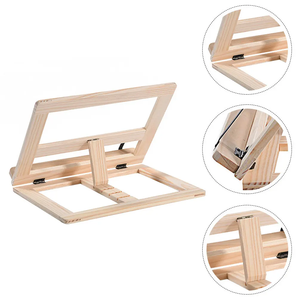 

1Pcs Reading Rack Wood Color Adjustable Wooden Book Stand Desktop Holder for Students Home Office Books Tablet Laptop