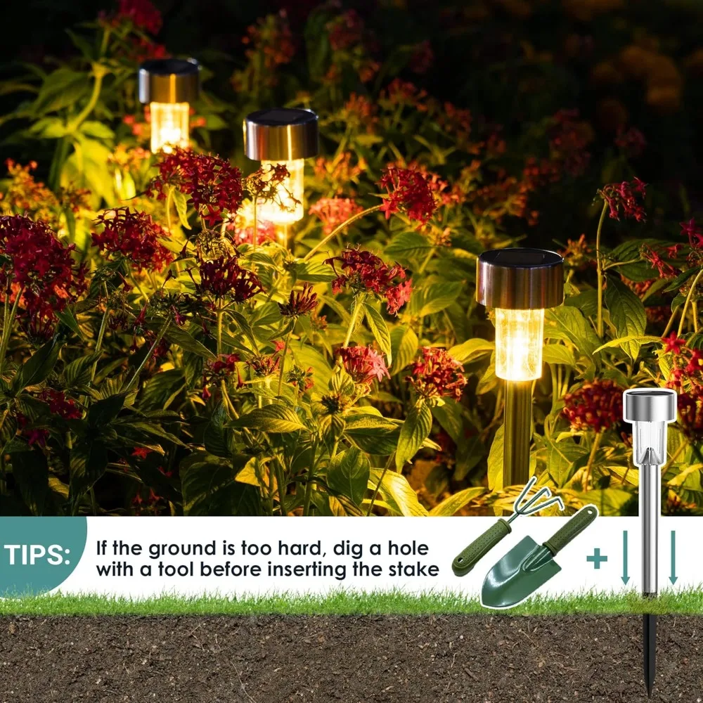 10Pcs Solar Lights Outdoor Garden Lamp Solar Powered Waterproof Landscape Path LED Light for Yard Backyard Lawn Patio Decorative image 4