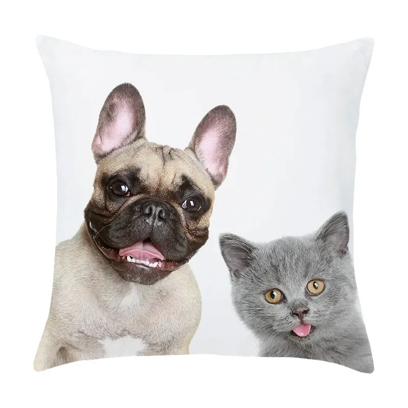 Cute cat and dog print pattern series cushion cover for home living room sofa office decoration square pillowcase