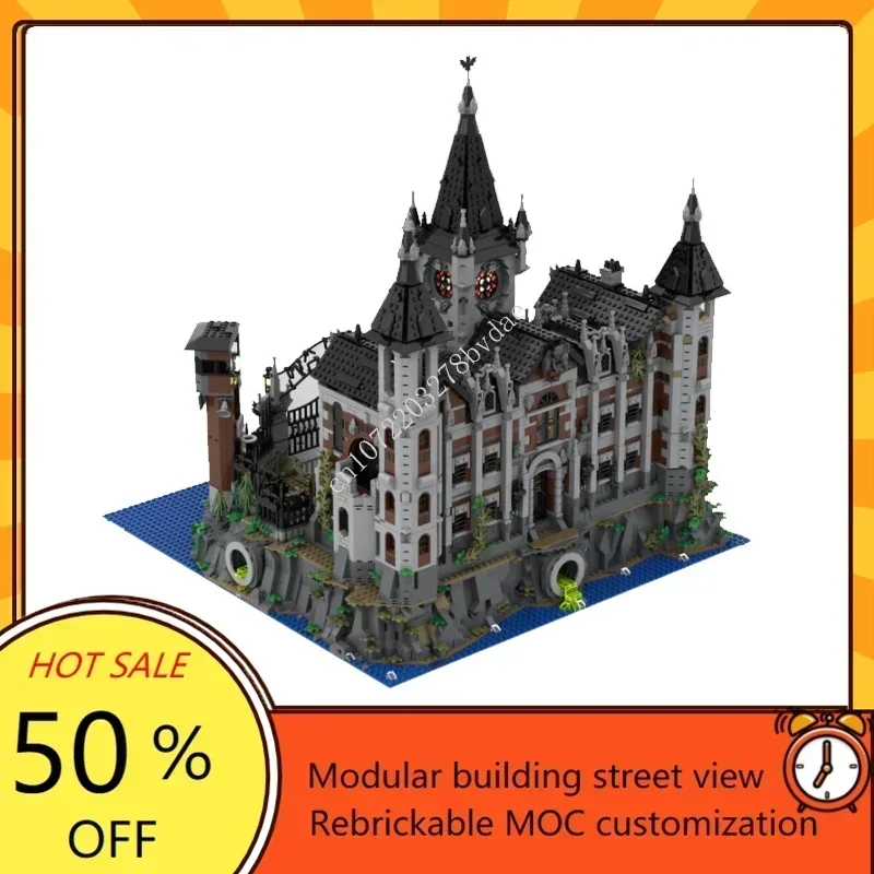 6726PCS MOC Modular Arkham Asylum City Street View รุ่นปริศนาที่กําหนดเองเทคโนโลยี DIY Creative Assembly ของเล่นเด็กของขวัญ