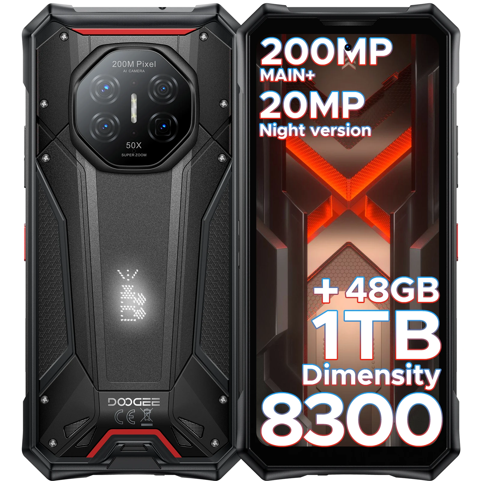 DOOGEE S300 Plus Robuuste telefoon 48GB+1TB Dimensity 8300 11000mAh Batterij 120W 6.78” FHD+120Hz 200MP Camera Android16 Smartphone