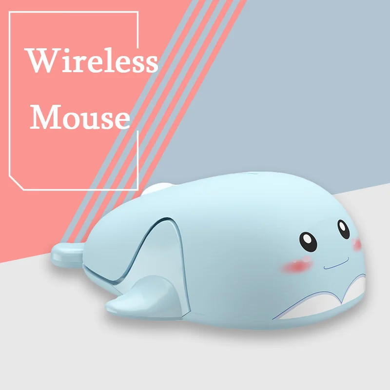 Cute 2.4Ghz Wireless Mouse Mini Cartoon Dolphin Shape 3D Mice Gaming USB Optical Computer Mouse For Laptop PC Computer Kid Gift