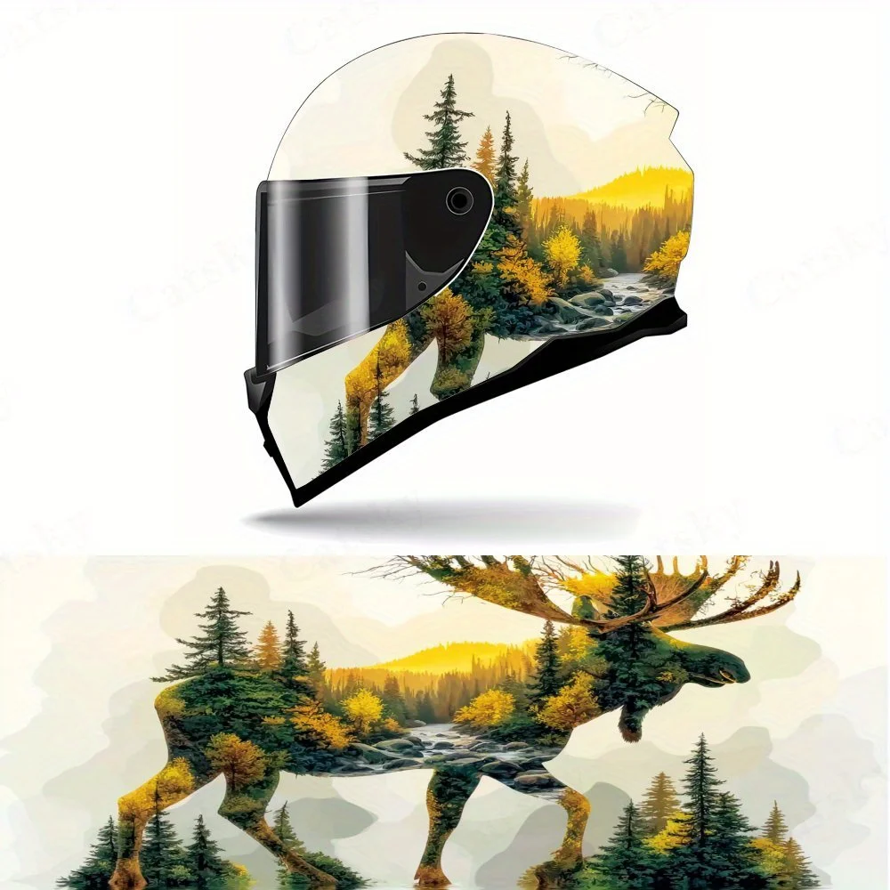 

Deep forest elk PVC material self-adhesive waterproof motorcycle helmet sticker, paste firmly and do not fall, waterproof and we