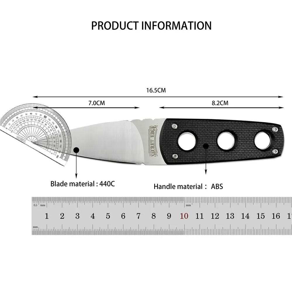 Mini 440C Fixed Blade ABS Handles Tactical Knife Hunting Tools Self Defense Portable Camping EDC Survival Knives