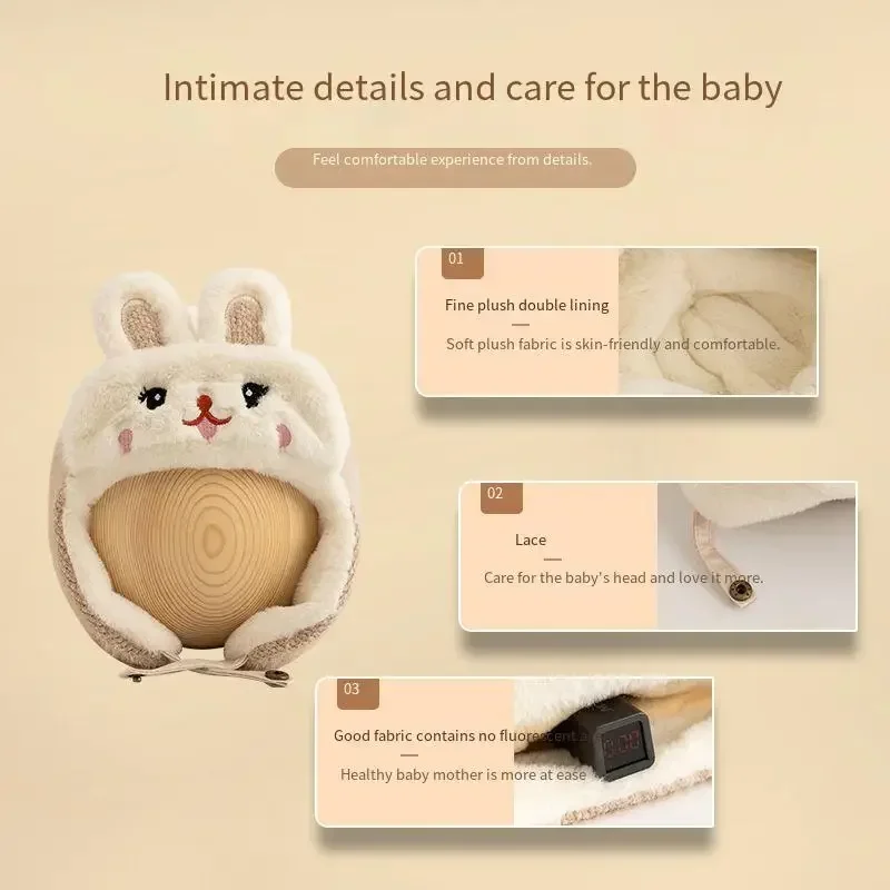 Bonnet de protection des oreilles pour bébé fille, chapeau Leifeng chaud, bonnet animal de dessin animé mignon, vêtements de sauna en peluche pour