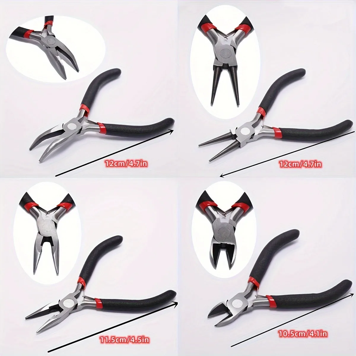 4/3/1pcs Iron Jewelry Pliers Tool Kit Includes Needle Round Wire Cutter And Curved Nose Pliers For Jewelry Repair Supplies