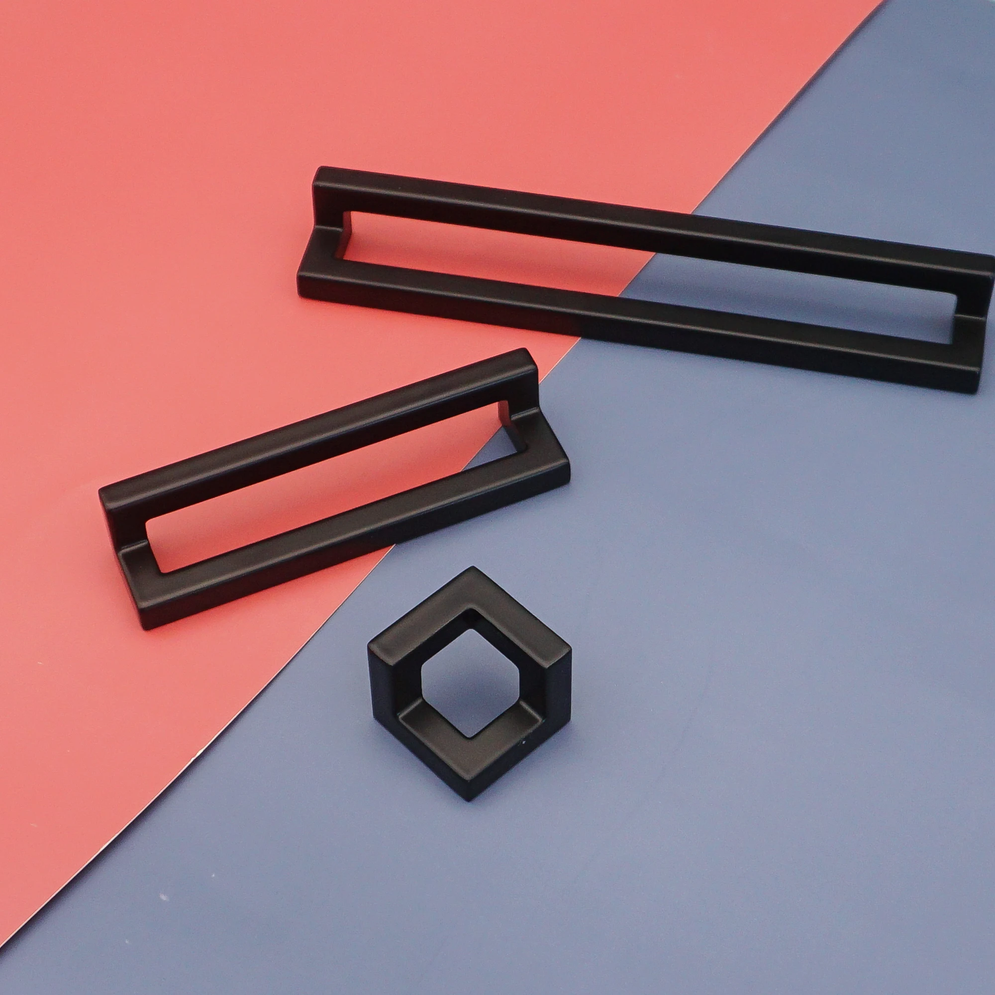 Matte Black Cabinet Handles and Knobs Bedroom Wardrobe Pulls Kitchen Cupboard Door Square Knobs Modern Furniture Hardware