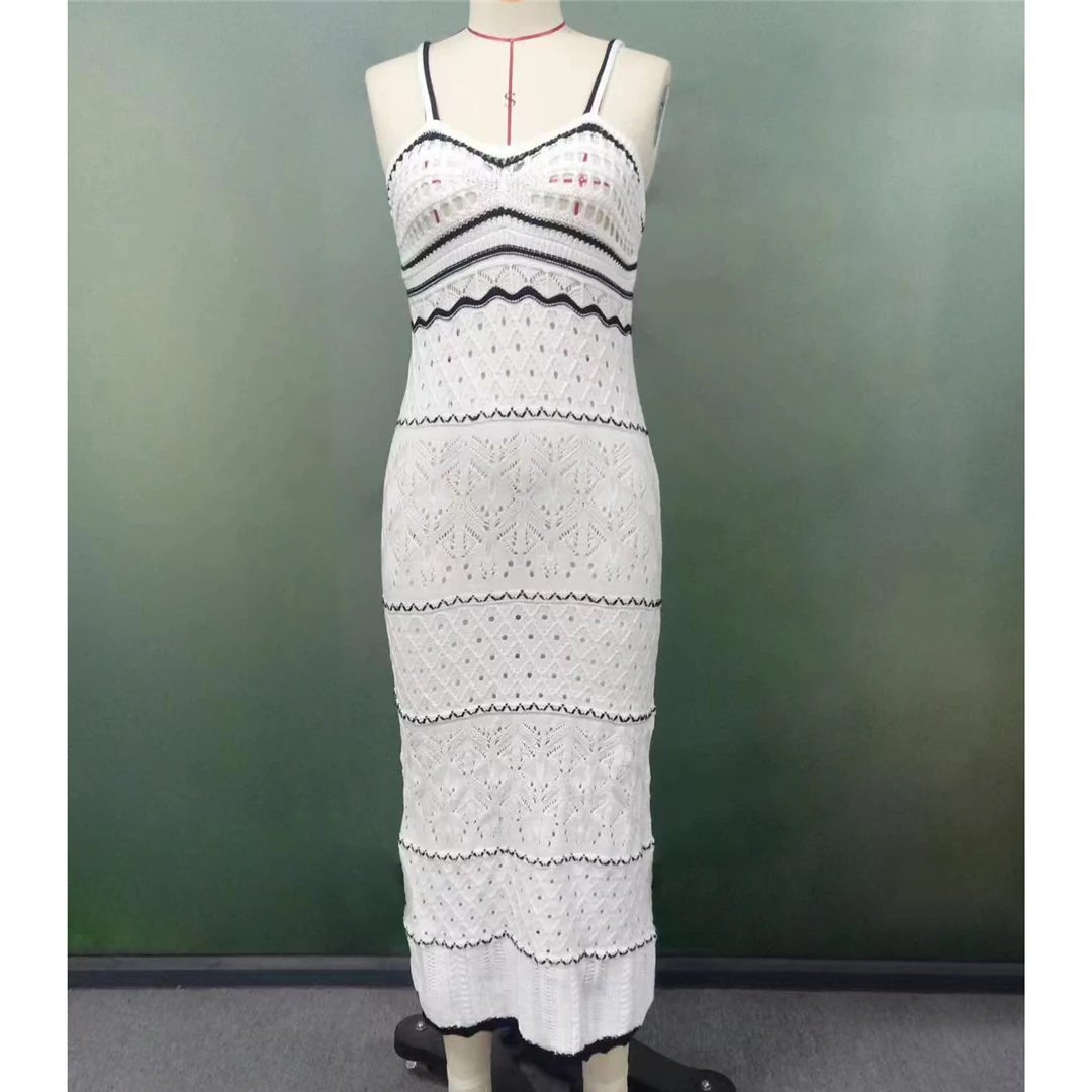 Splicing, rückenfreies, gehäkeltes, gestricktes Tunika-Strandkleid, Strandkleid, Strandmode, Damenmode, V5579 – Detail 8