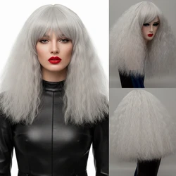 MSIWIGS Cosplay Wigs Blonde Synthetic Wigs Pink Red Green Short Hair Afro Green Wig for Women
