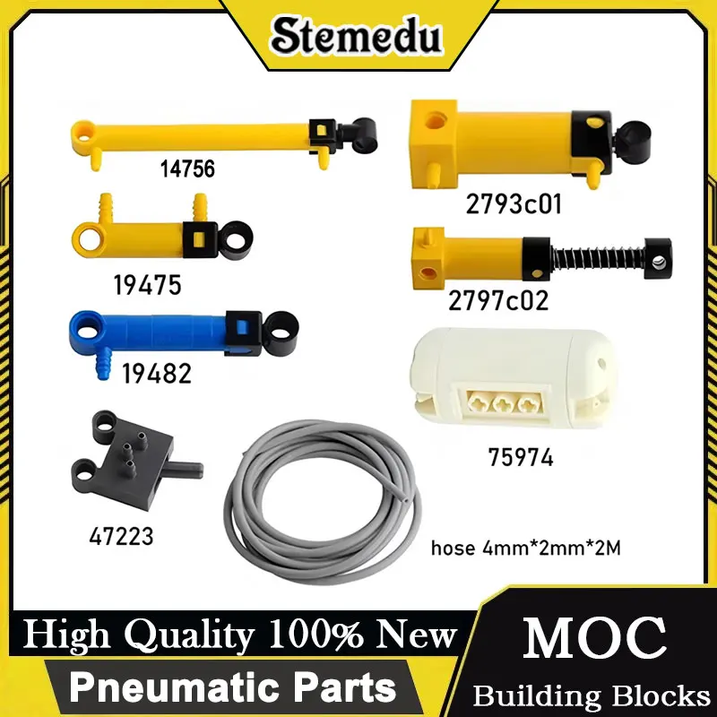 

MOCPneumatic Parts Hose Air Pump Tank Push Rod Putter Switch Piston Technical Compatible With legoeds 42043 47225 61904 9641
