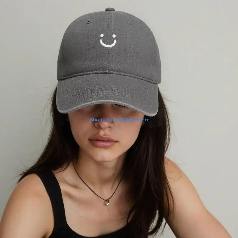 Casquette en coton avec sourire à mode 400A, ajustement réglable pour hommes femmes, activités loisirs en plein air