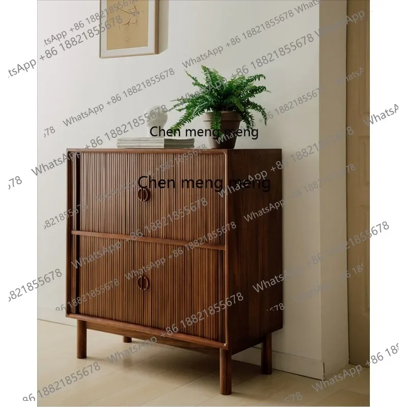 

Solid wood dining side cabinet teak rolling shutter sliding door edge, storage, storage, entrance cabinet