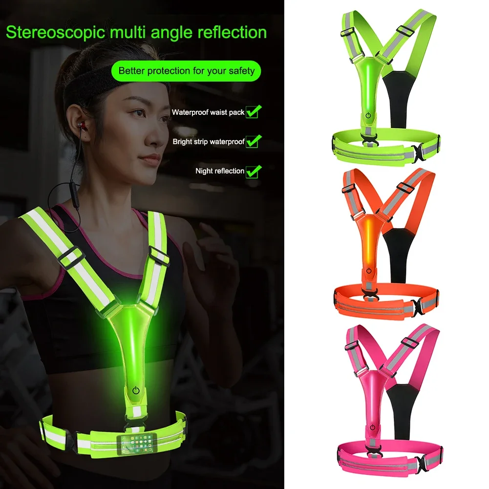 Reflective Vest Night Running Riding Clothing Vest Reflective Strap Adjustable Safety Vest Elastic Band For Adults and Children