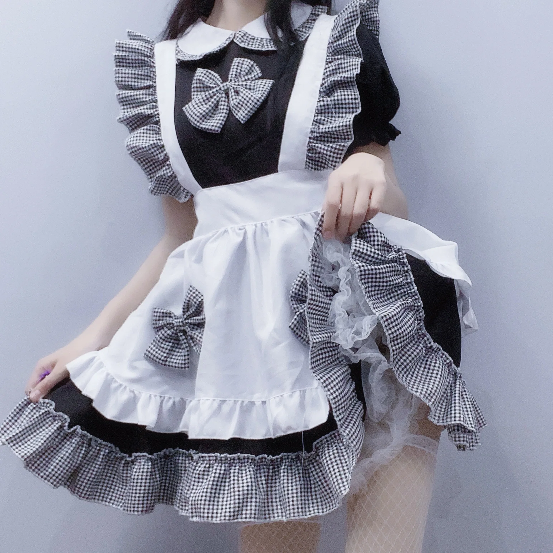 

Anime Maid dress sweet cosplay uniform Cute girly Japanese student Lolita summer black dress Cosplay Costume