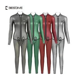 Bestdive Women's 3mm Zipper Jacket Wetsuit & High-Waisted Pants Freediving Scuba Diving Yamamoto Neoprene Wetsuit Beaver Tail