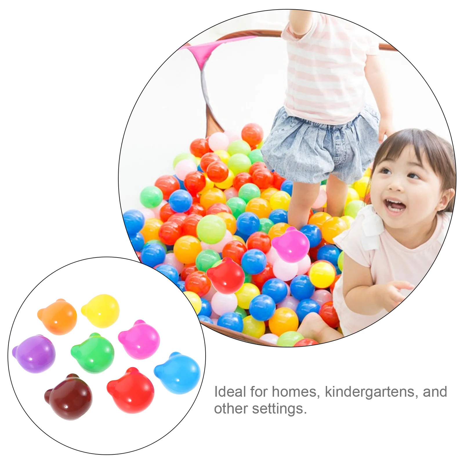 100 قطعة رأس الدب السميك كرات المحيط كرات بلاستيكية آمنة للطفل الكرة حفرة ملعب المهارات الحركية الحسية كرة المحيط بركة #2