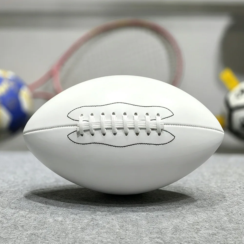1 Piece White Pu Rugby Ball, Suitable for Signatures, Training, and Competition - Size 9, Glossy Surface, Ideal for Rugby Practice, Signature Parties, Players, Coaches, and Collectors' Gifts