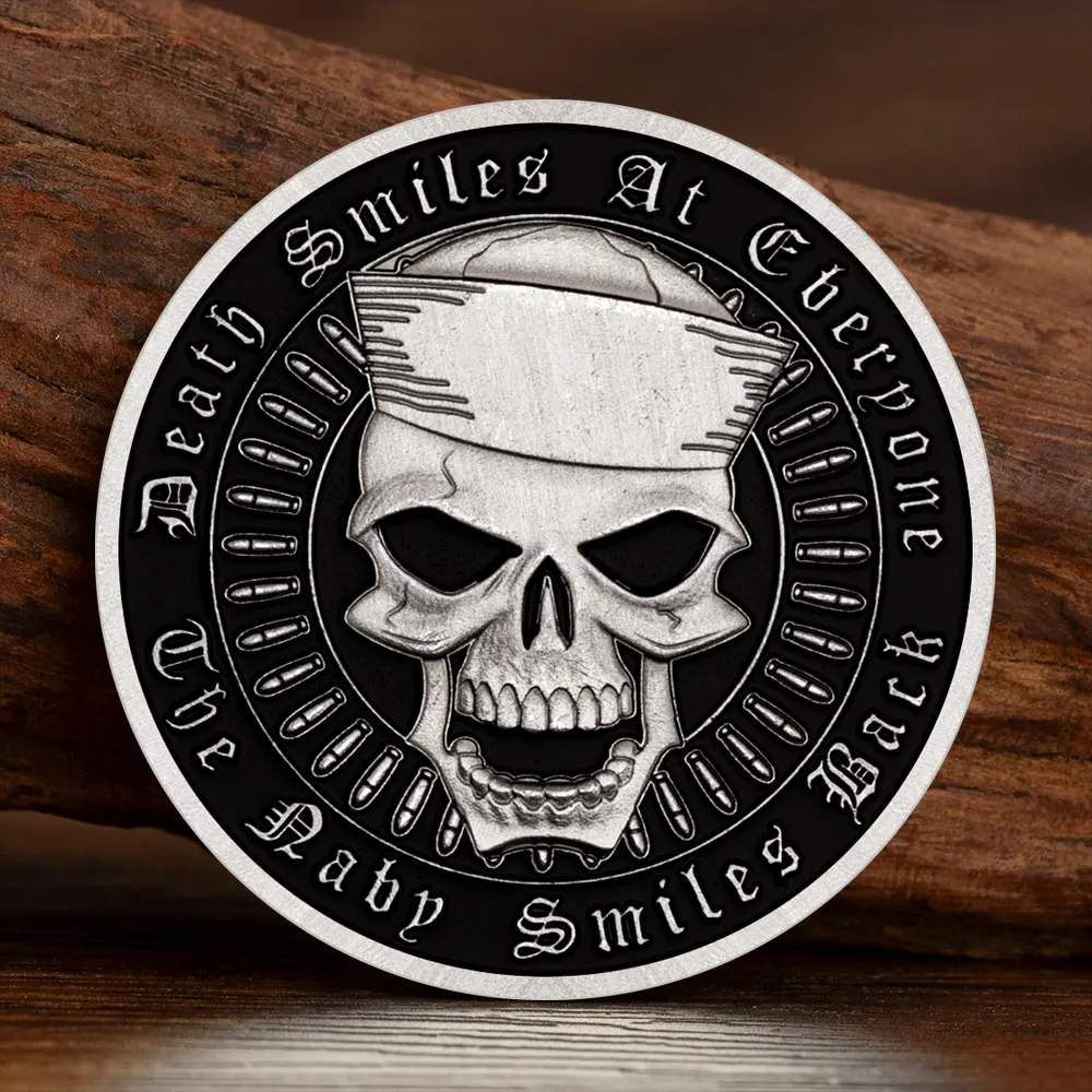 نمط جمجمة فضية قديمة عملات عسكرية أمريكية قسم الولايات المتحدة حارس السواحل البحرية تذكارية عملة هدية قابلة للجمع #1