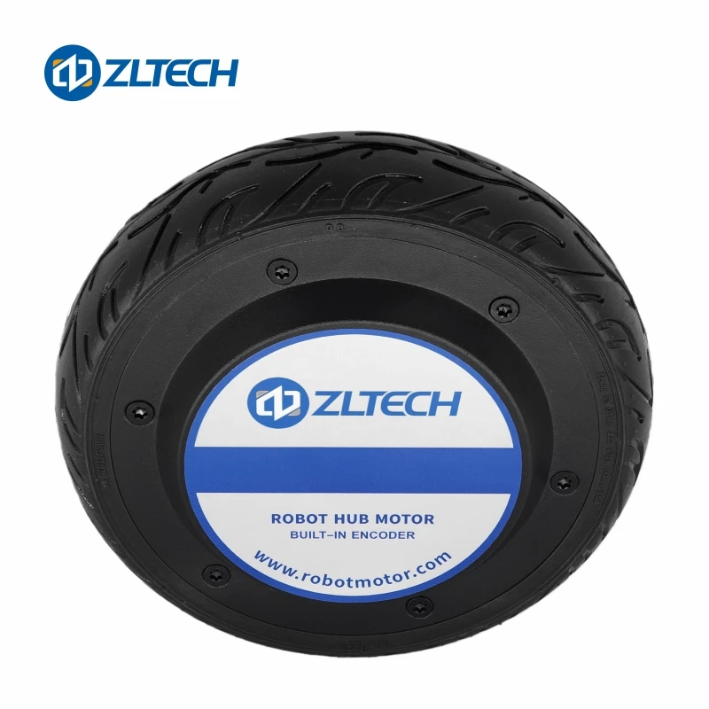 

ZLTECH 8inch 24V-48V 250W 100kg Load Single Double Shaft Robot DC Brushless Geareless Encoder Wheel Hub Motor with Rubber Tire