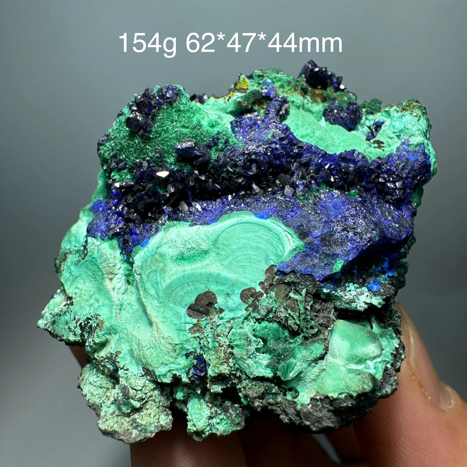 154g Natural Crystalline Azurite and Malachite Symbiosis Mineral Specimen Blue copper mine Ore Healing Stone Home Decor