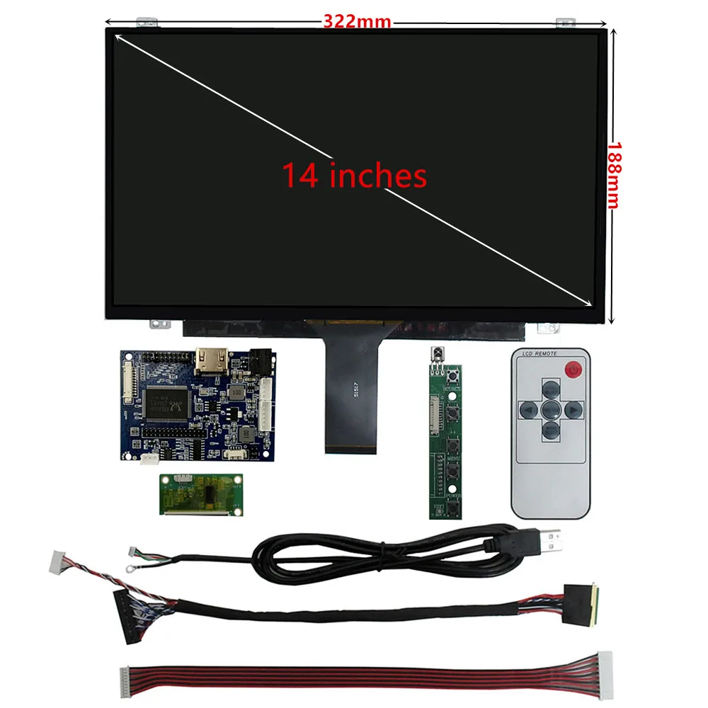 14-inch 1600*900 LCD Display screen HDMI-Compatible Driver Board Touch Panel,for Raspberry Pi Computer Secondary Screen TV Boxes