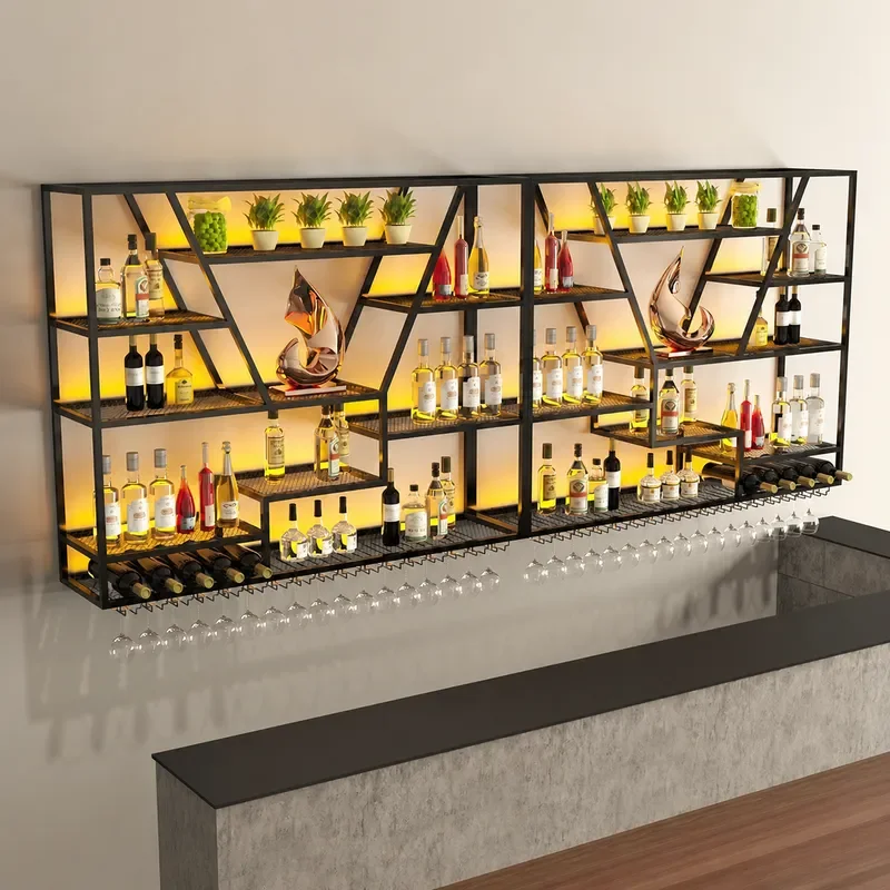 Wall Mounted Wine Glass Rack Iron Red Wine Holder for Home Bar Restaurant Storage Shelf Creative Hanging Cup Organizer