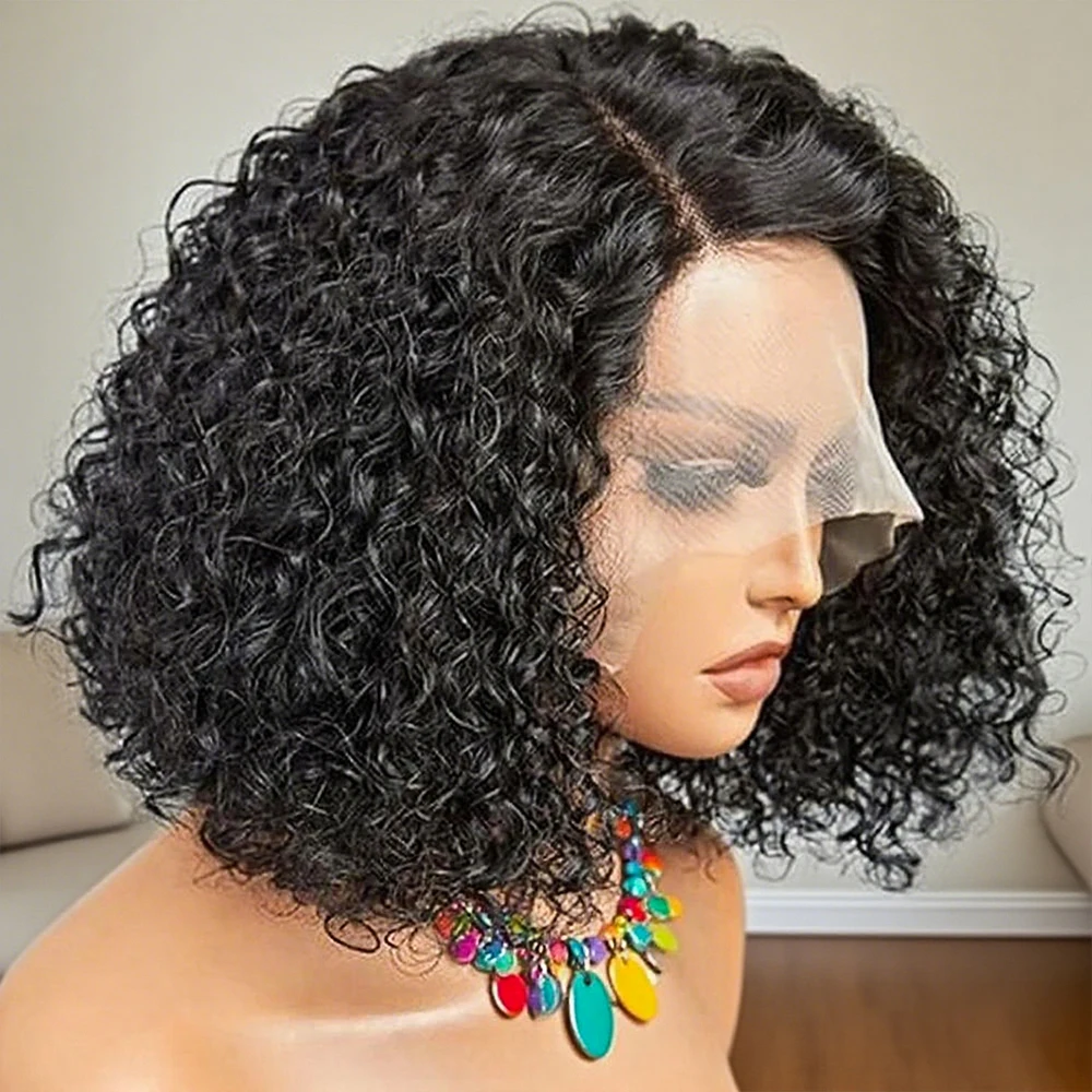 

Парик из 100% натуральных человеческих волос Deep Wave Water, 13x4, без клея, с кружевной передней частью, короткий кудрявый боб, 13x6 HD фронтальный парик для чернокожих женщин