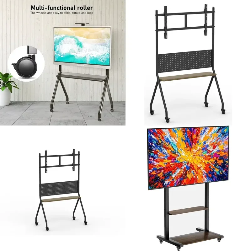 High Quality Mobile TV Cart Rolling TV Stand for 65-90 Inch LCD OLED Flat Panel Screen TV Smart Board with Wheels