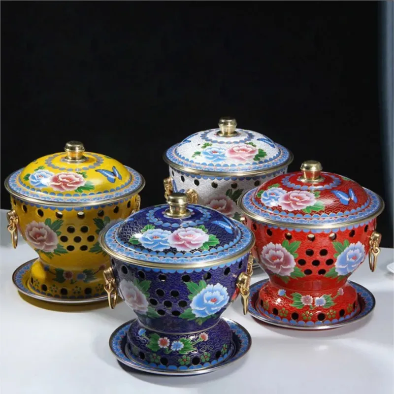 Cloisonn One Person Enamel Hot Pot Small Hotpot Separate Meal Hot Pot Household Single Person Portable Inner Copper Pot ZI536