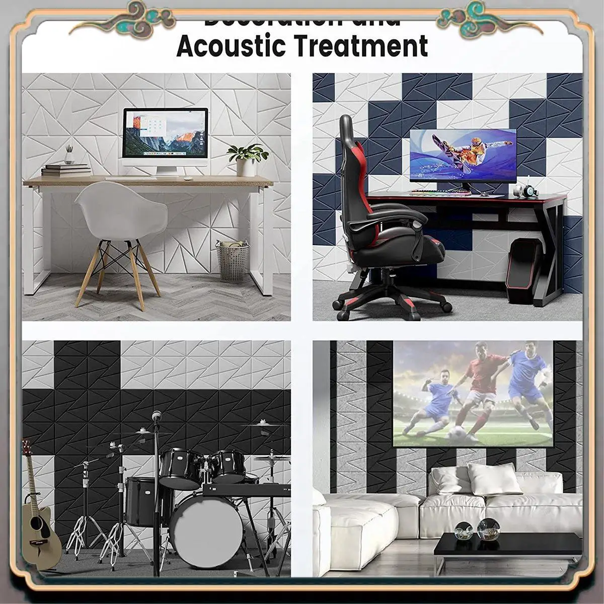 

Durable 12Pack Acoustic Foam Panels Sound Proof Foam Panels Sound Panels High Density With Self-Adhesive, 12X 12X 0.4Inch Black