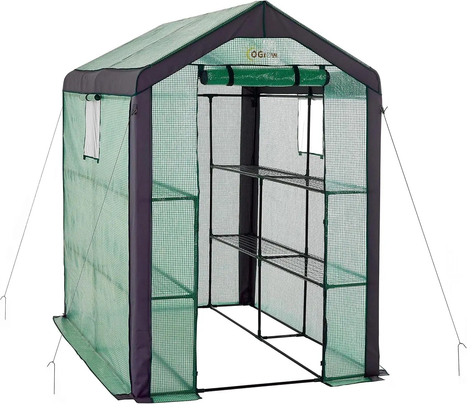 Large Heavy Duty Walk-In 2 Tier 8 Shelf Portable Lawn And Garden Greenhouse