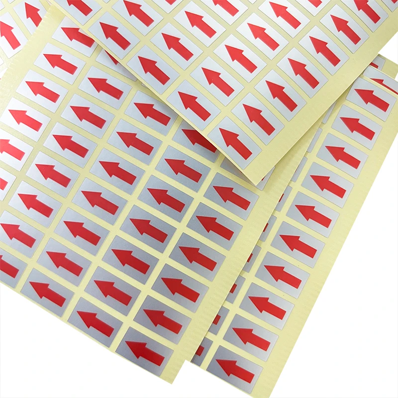 200pcs matte silver pet14X8mm red arrow label Self-adhesive label Arrow guide label Packaging sealing label sticker