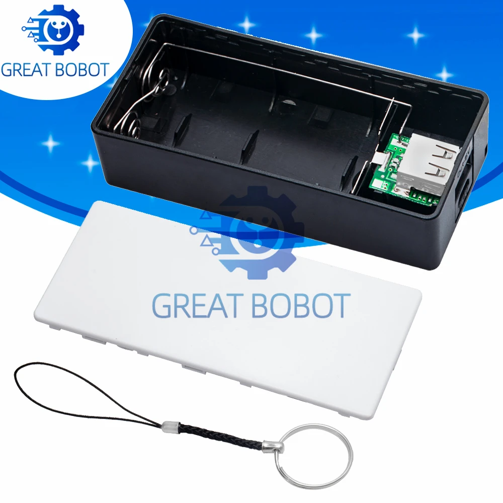 BS 2×18650 USB Power Bank DIY Case Kit - Black Shell for 18650 Battery Charger | Fits Smartphones, MP3 & Mobile Devices