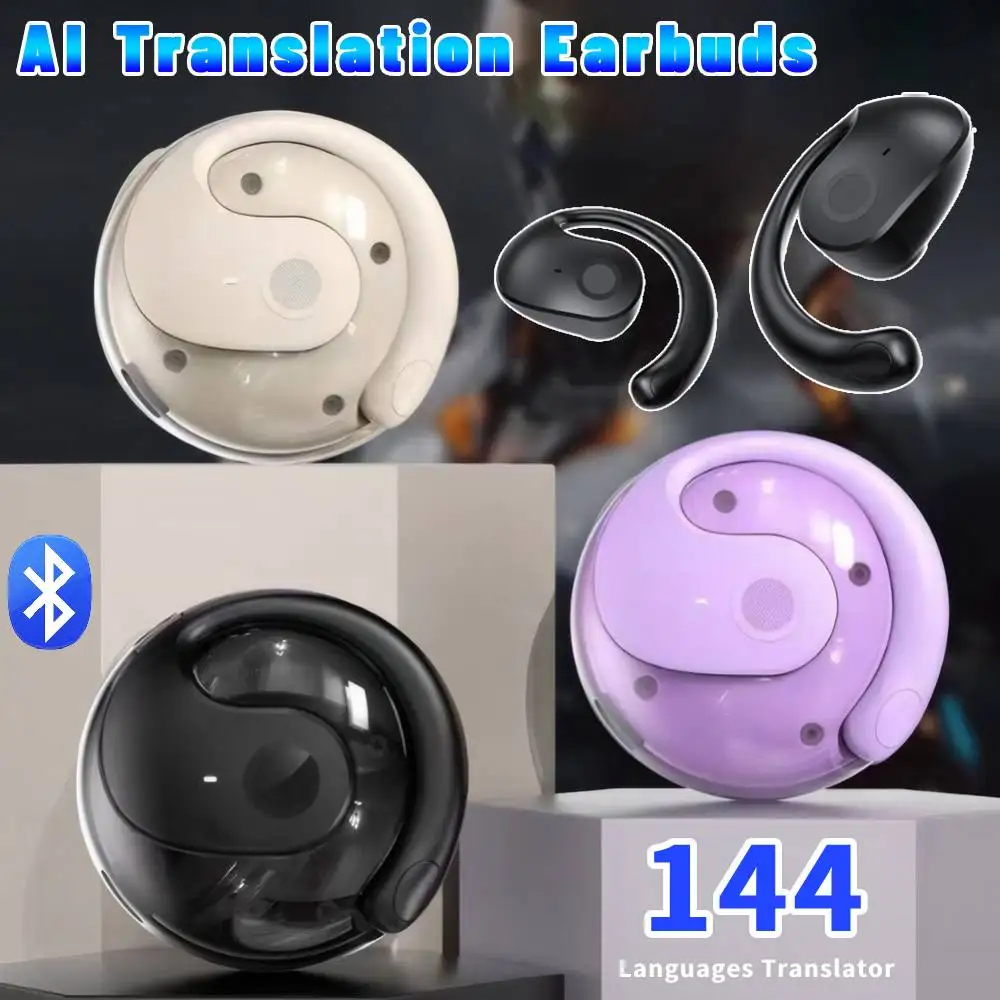 Wireless BT AI Translator Earbuds Small Coconut Translation Earphones Real-time Voice Translators Headphons for Overseas Travel