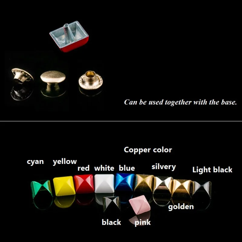 Mix-Colors 8-12mm Punk Pyramid DIY Square Rivet Studs and Spikes For Clothing Shoes Bags Accessories