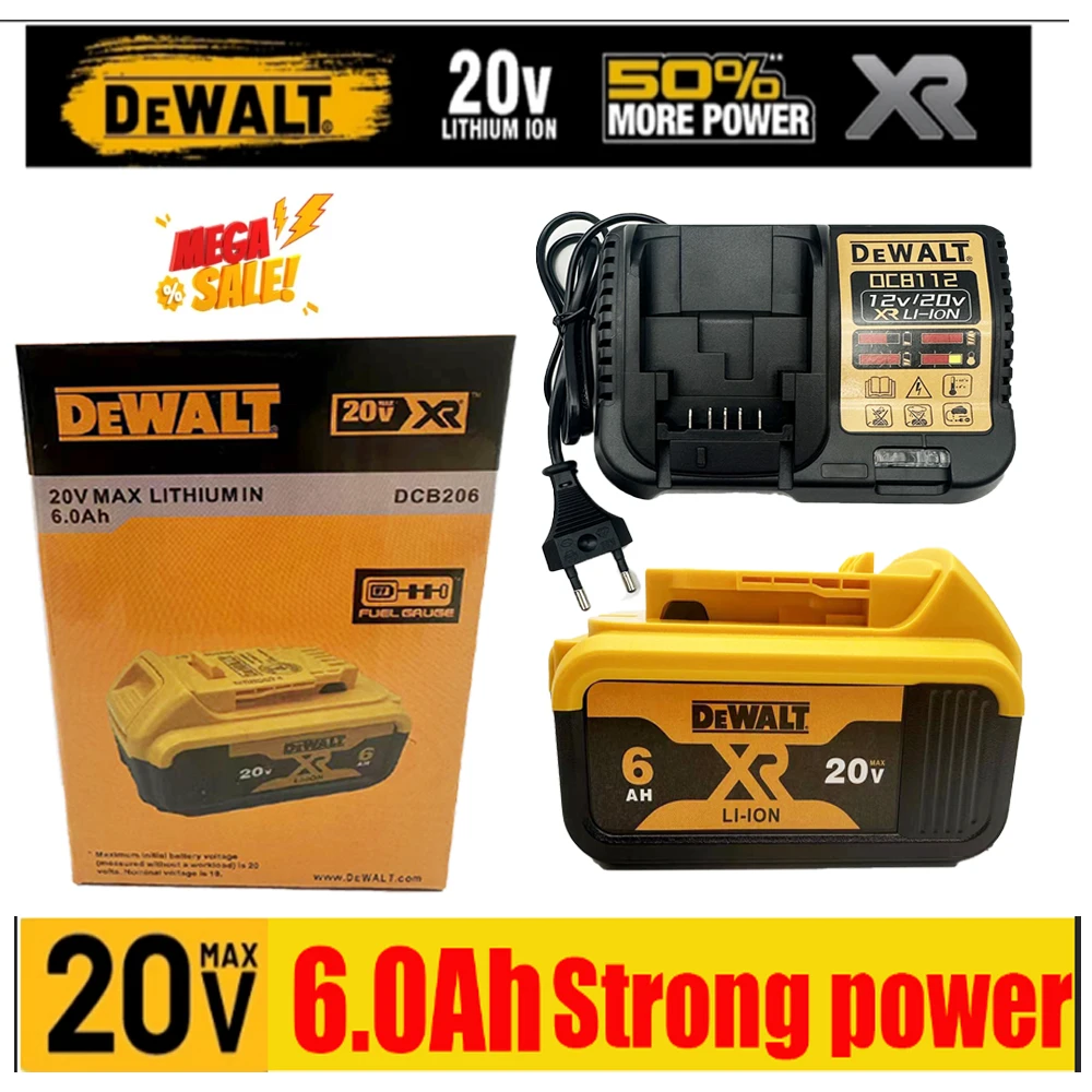 

Оригинальный аккумулятор Dewalt 20V, 6AH, литий-ионный, перезаряжаемый, замена для электроинструмента Dewalt DCB200