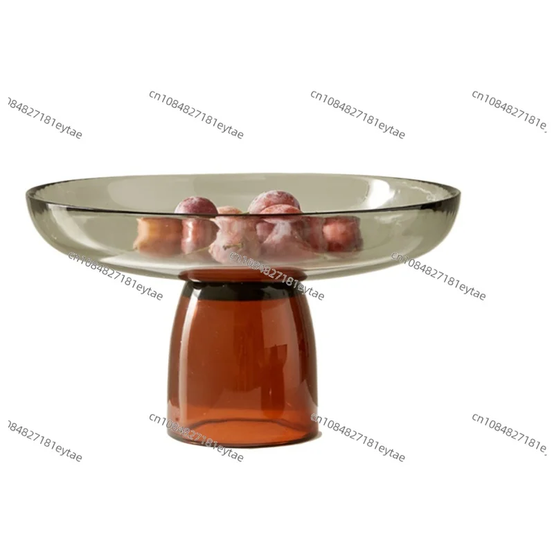 Cute Pillow Fruit Tray Nordic High Legged Glass Nut Candy Dessert Tray Home Living Room Decoration Large Capacity Salad Bowl