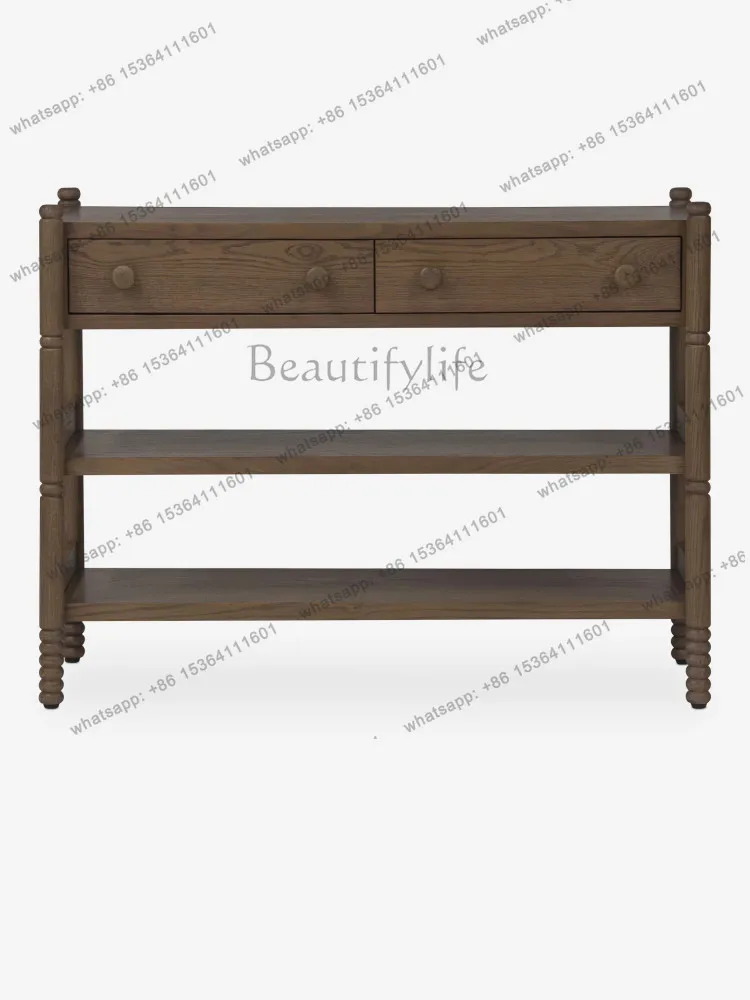 

French retro solid wood entrance cabinet, living room entrance hall, antique entrance locker