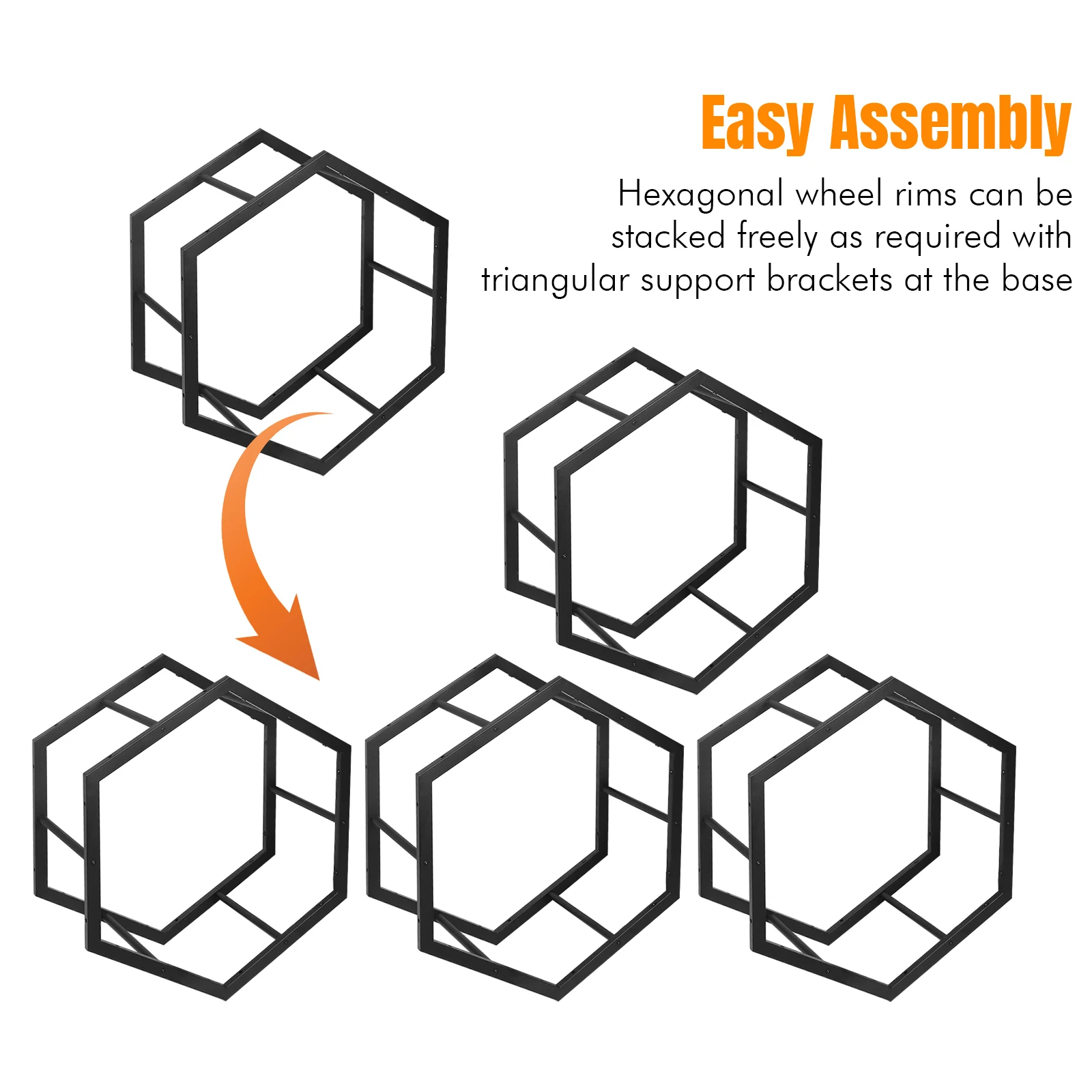 

Wheel Display Stand Stackable Steel Spare Tyre Organizer Small Hexagon Display Rack for Car Tuning Shop/Garage Organizer