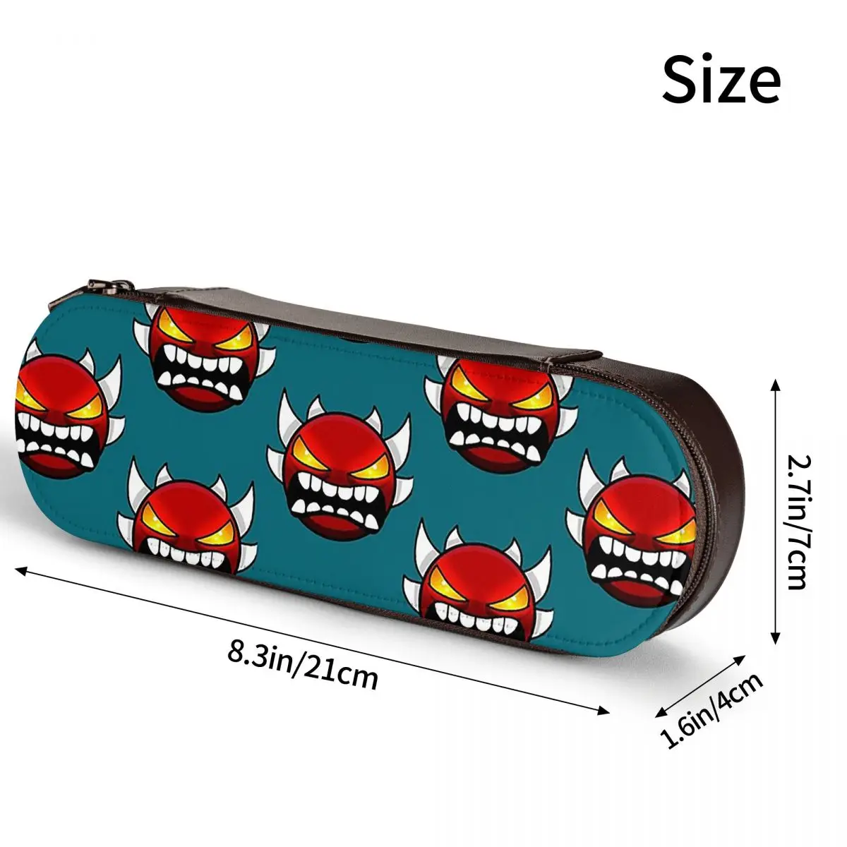 Video Game Geometry Dash  Leather Pencil Cases Pencil Pouch Storage Stationery Supplies Pen Box Pencil Bag for Boys Girls Gifts
