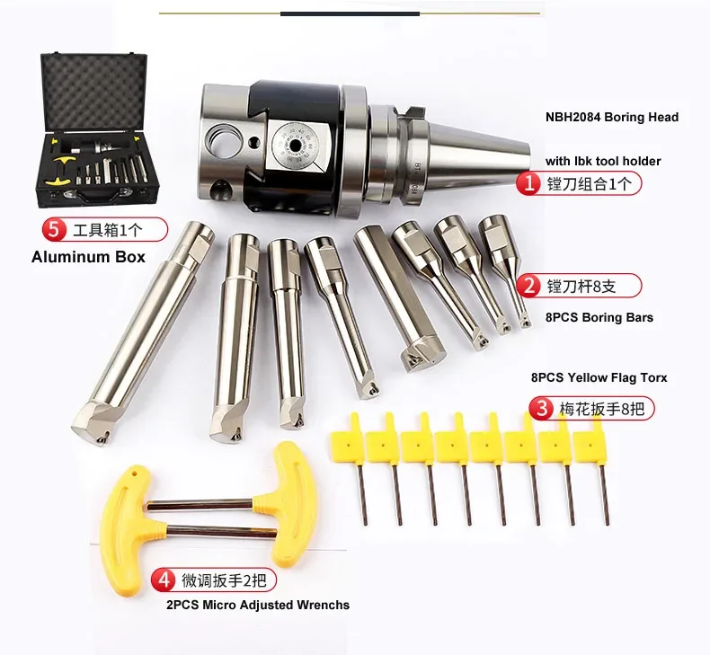 Imagem -06 - Boring Head Conjunto com Bar Rang Boring Tool Grupo Bt30 Bt40 Nt40 Sk40 r8 Mt5 Mt4 Mt3 Pcs 20 mm 8pcs Nbh2084