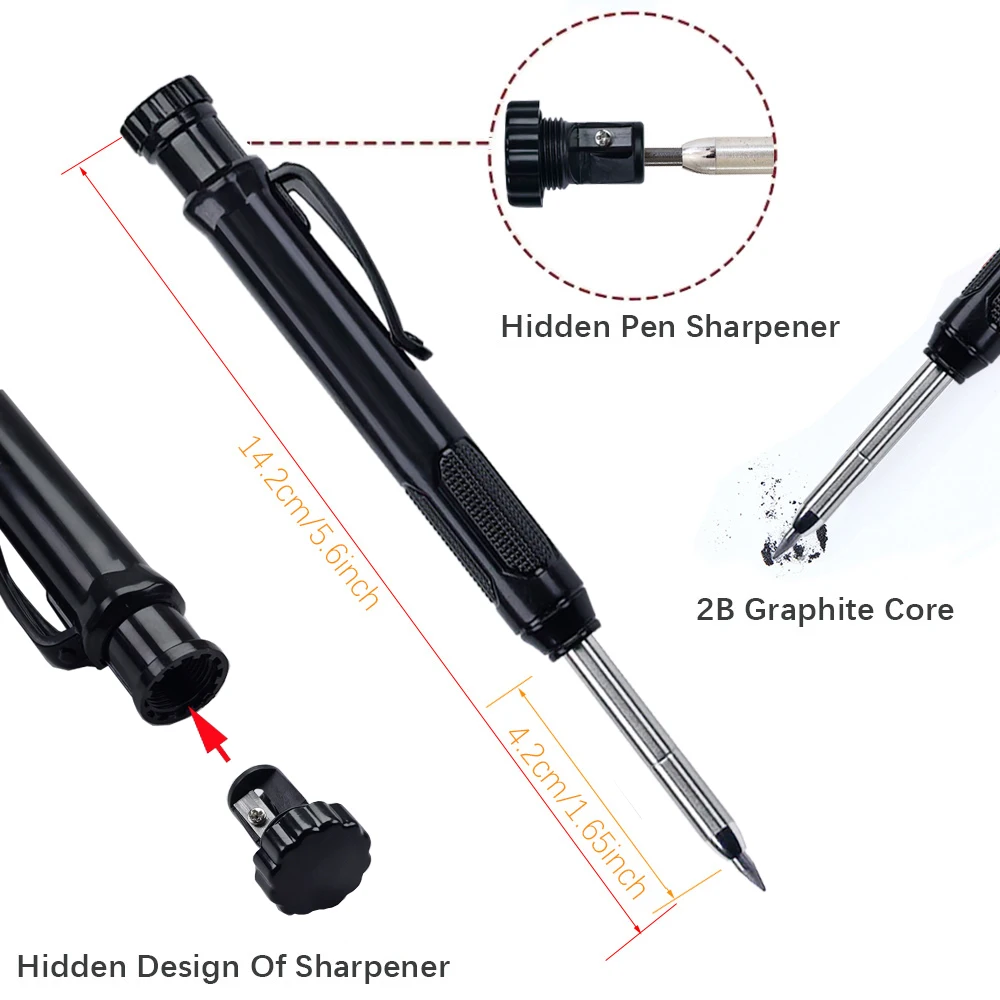 2,8mm Holzbearbeitung Automatische Bleistift Schreiner Bleistift Set für Kunst Zeichnung Holzbearbeitung Liefert 4 teile/satz Großhandel – Detail 4