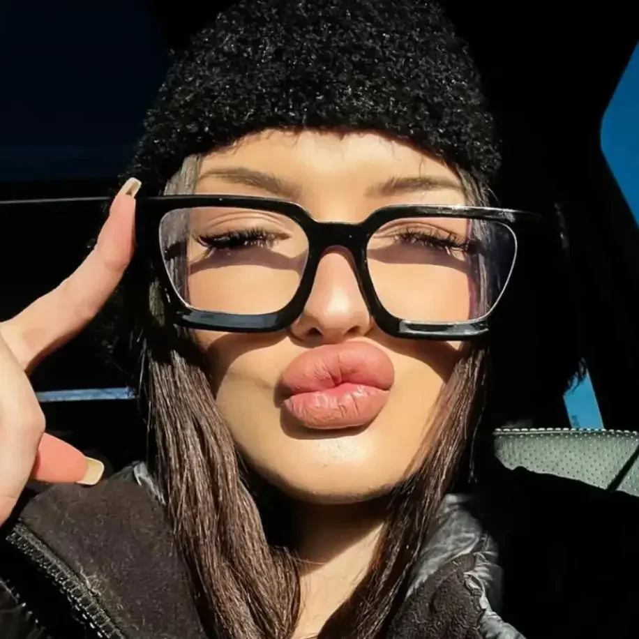 Square Big Frame Women Eyeglasses Anti Blue Blocking Computer Eyeglass Decorative Optical Glasses Office Spectacle