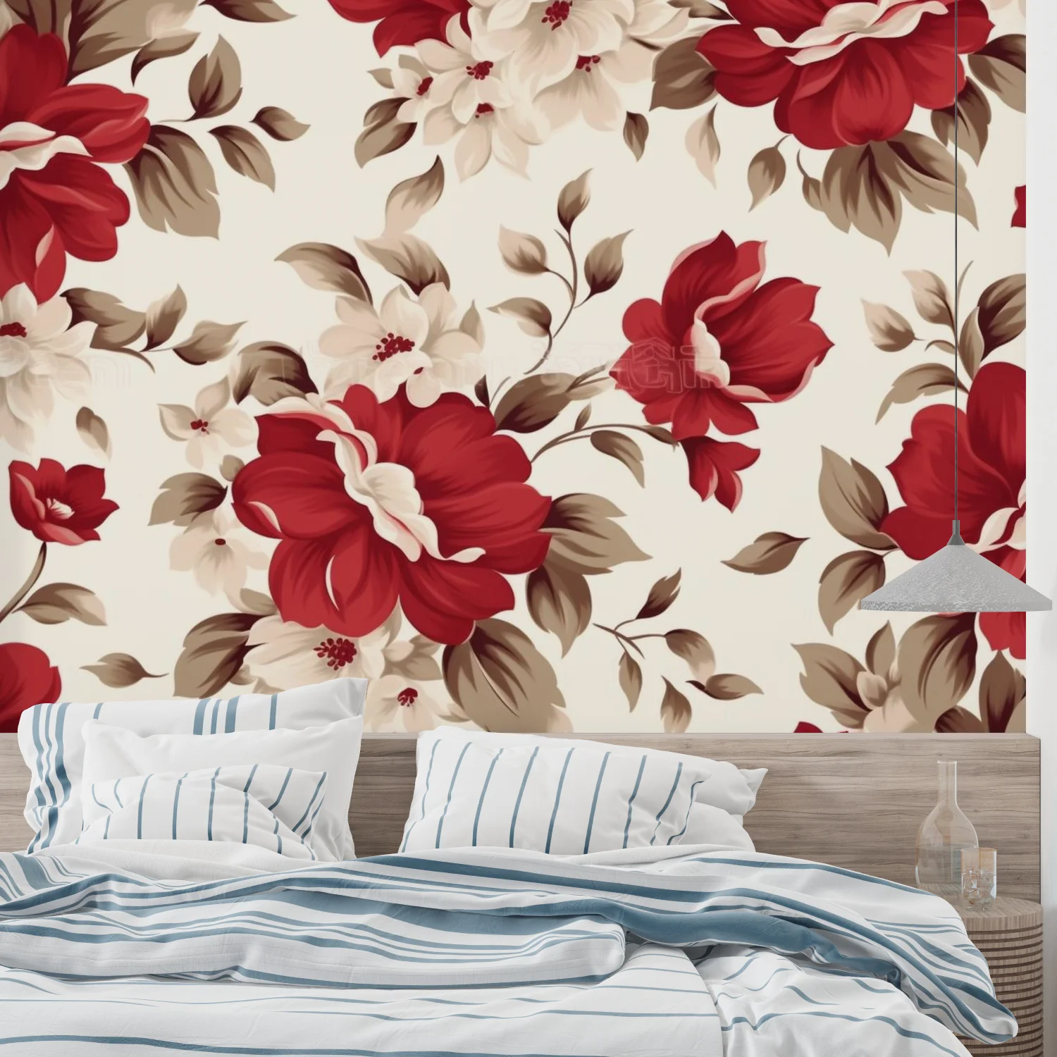 Customized murals featuring Yu Meiren flowers, peonies, flower wallpapers, home decor, floral and leaf decorations, and painting