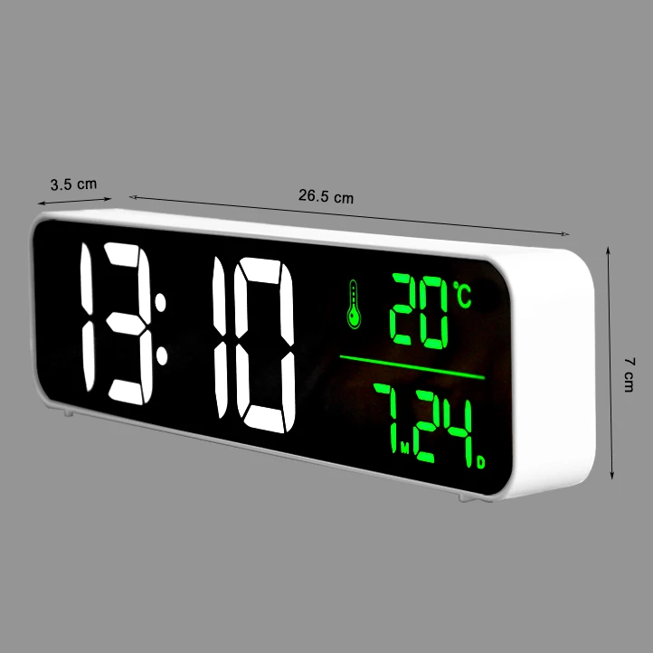 LED Desk Clock Auto Dimming Electronic Wall Clock Smart Light Sensor Digital Clock for Office Home Bathroom Outdoor