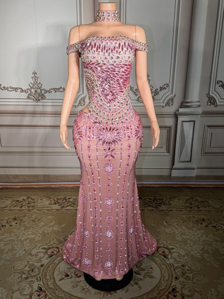 Trending Products to Sell Sparkly Rhinestone Elegant Evening Party Dresses Crew Neck Slimming Dress for Graduation
