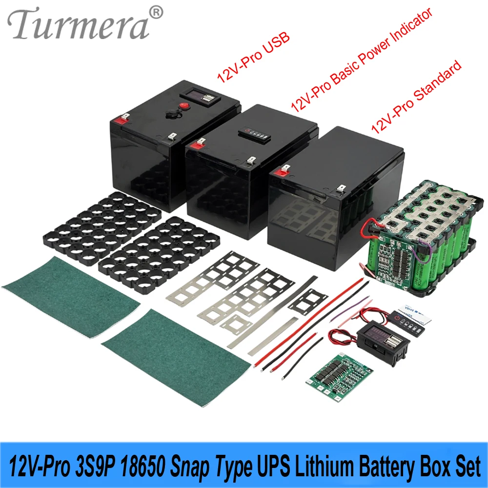 New DIY 12V Pro Battery Box Set 18650 3S9P 40A BMS Customize Capacity Displayer 2*USB 5V Power Bank Controllable Dual-Channel