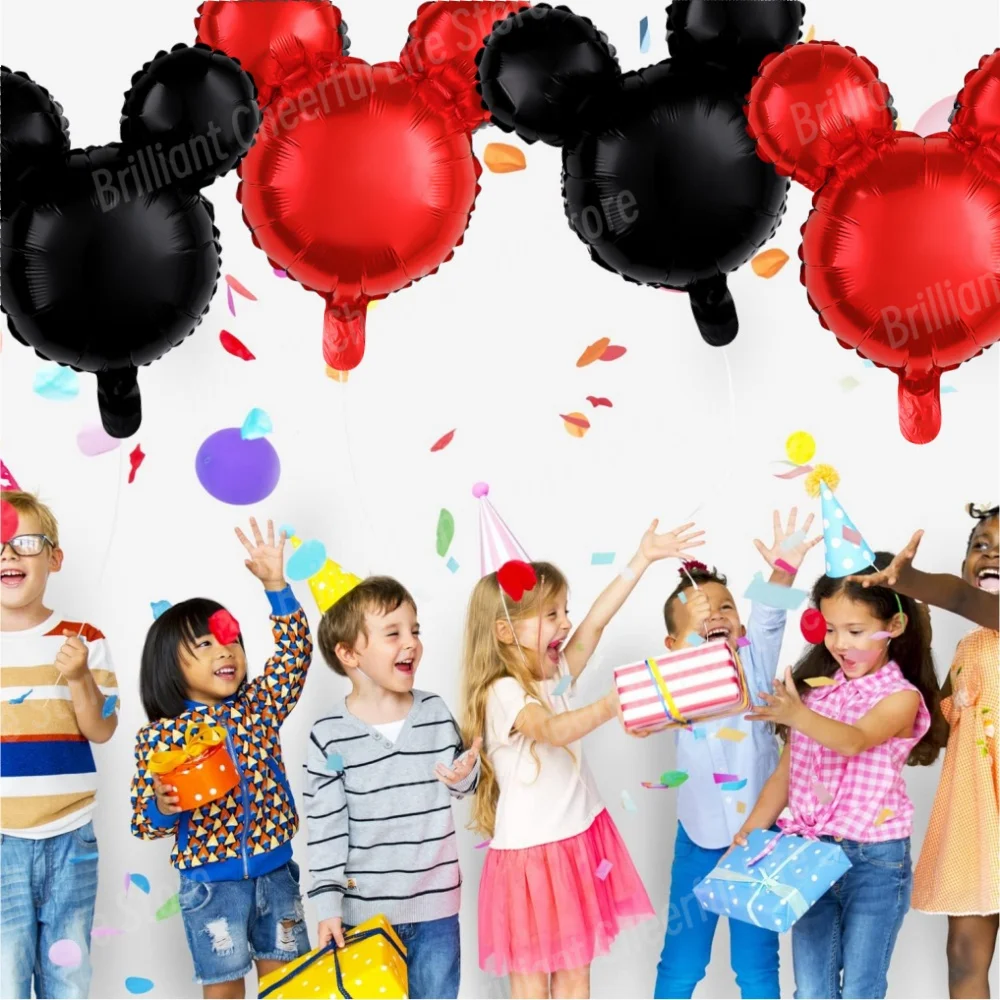 Mickey Mouse Aluminum Foil Balloons, Birthday Party Decoration, Kids Toys Supplies, Air Globos, Black, Red, Baby Shower, 24\