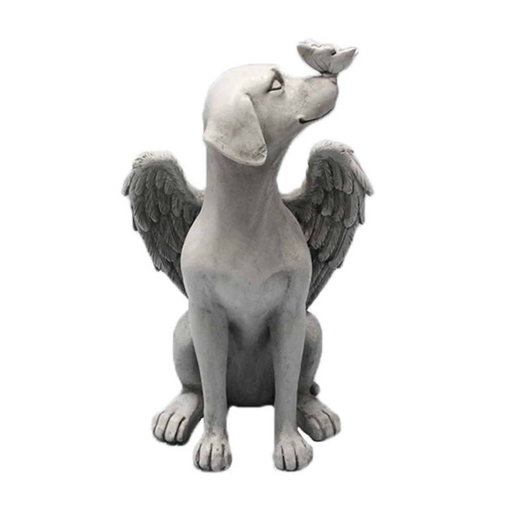 

With Wings Cat Dog Angel Tribute Art Decoration Resin Gift Grave Marker Figurine Animal Cute Pet Memorial Ornament Garden Statue