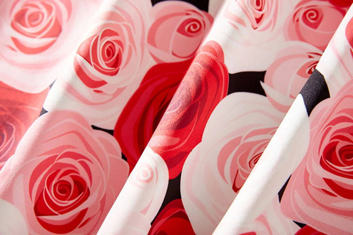 Elegant Rose Print Sheath Dress For Women Summer Floral Party Dresses 2025